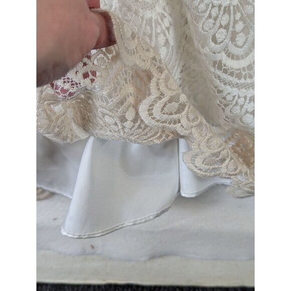 White House Black Market Women size 0 Dress Crochet Lace Overlay Belt Cruise NYC - Picture 6 of 11